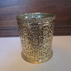 4x6 Inch Ornate Gold Tone Candle Holder